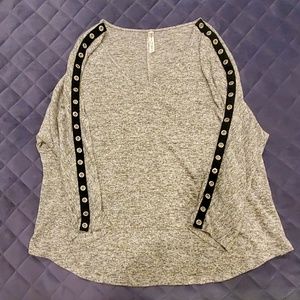 3/4 Sleeve Rhinestone Blouse